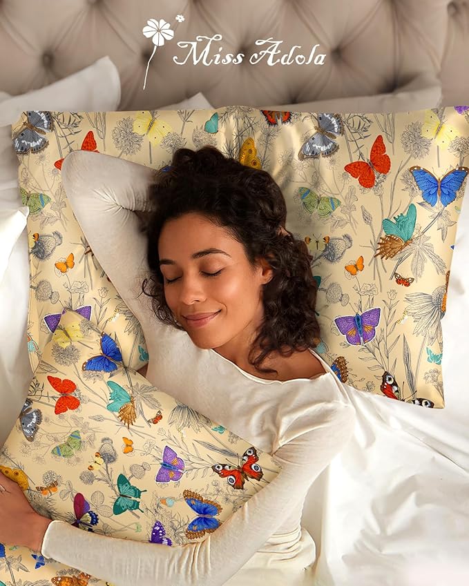 2 Pack Mulberry Silk Pillowcase for Hair and Skin - King Size 20 x 36 Inches with Hidden Zipper Line Butterfly 19 Momme Soft Sleeping Silk Pillow Case for Women, Moms
