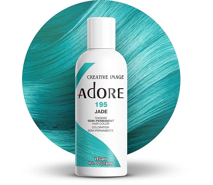 Adore Semi Permanent Hair Color (195 Jade) | Vegan & Cruelty-Free Green Hair Dye | No Ammonia, No Peroxide, No Alcohol | 4 Fl Oz (Pack of 1)