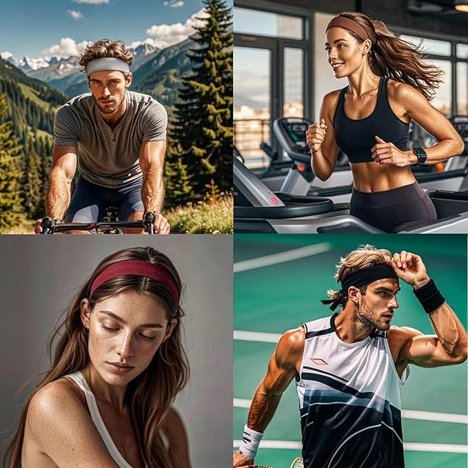 3PCS Headbands for Women Non Slip Elastic Sweat Hairbands Fashion Sports Hair Bands Soft Cloth Fabric Stretchy Headband for Workout Yoga Running