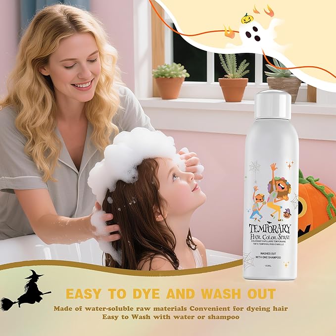 Gold Temporary Hair Color Spray for Kids, Silver Instant Colored Hair Dye Alternative for Boys Girls Teens Men Women, Quick Styling for Party Christmas Halloween, Disposable Washable, 150ml