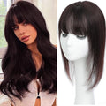 Hair Toppers for Women Real Human Hair, 360°3D Topper for Women with Thinning Crown Wispy Clip in Bangs Breathable Hand Tied Craft Big Coverage Hairpieces(Chestnut Brown（Big）, 14 Inch-3D-Wispy)