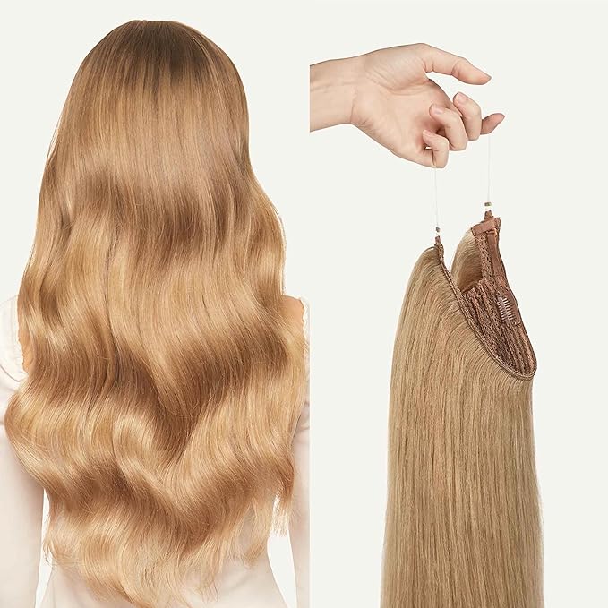 Luxy 100% Remy Human Hair – Halo Clip-In Hair Extensions –Natural Looking Volume & Length - One-Piece - Easy 5-Min Application 180 grams 20" Dirty Blonde Halo