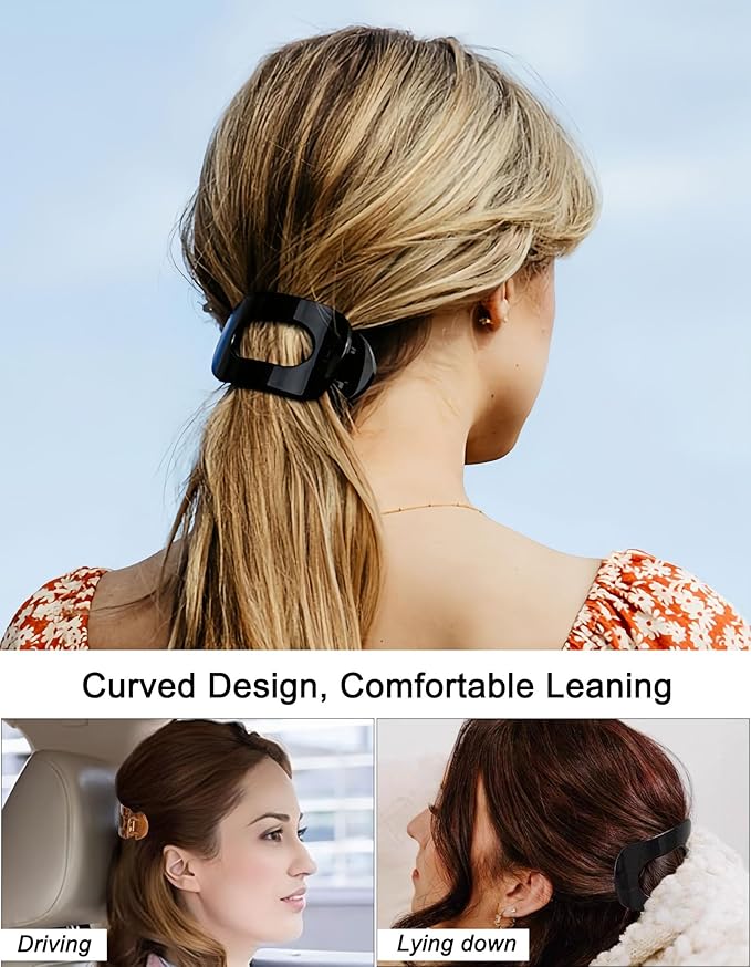 6PCS Flat Hair Clips for Women Round Duckbill Hair Claw Clips for Thick Thin Hair Fashion French Hair Clip Claw