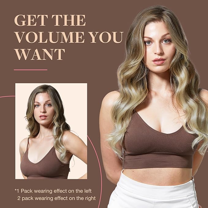 GOO GOO Clip in Hair Extensions Real Human Hair, Remy Human Hair Extensions Clip ins for Women, Natural Human Hair, 22inch 120g 7Pcs, 9/60 Balayage Ash Brown to Platinum Blonde