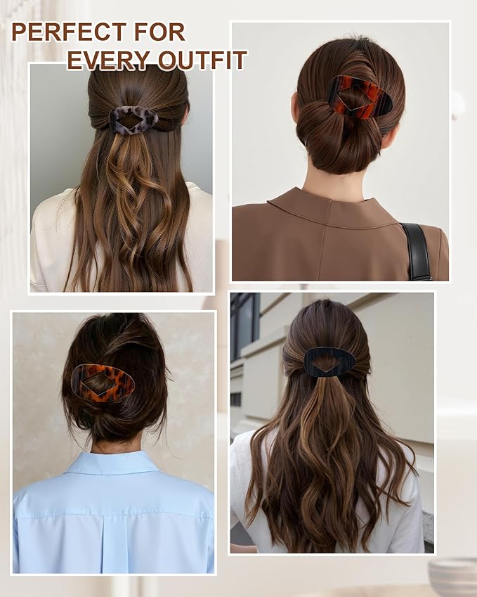 6 PCS Flat Hair Clips for Women - French Medium Flat Claw Clips for Thick Thin Hair, Strong Grip Non Slip Hair Claw Clips for Women Girls