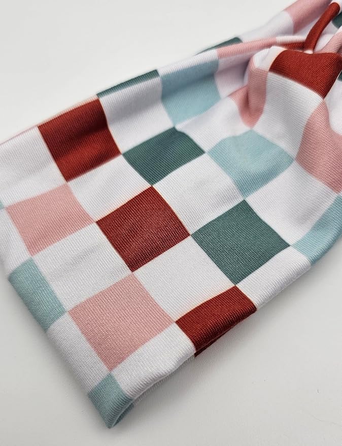 Soft Stretchy Headband, 3-in-1 Versatile Twist Style, One-Piece (Multi-Checkered, Adult)