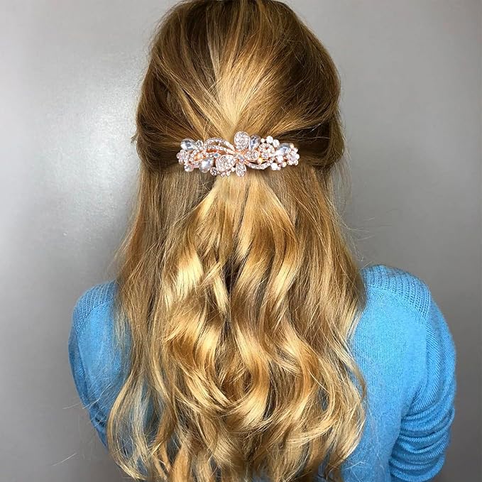 Joez Wonderful Rhinestone Hair Clip Sparkly Crystal Barrettes French Wedding Prom Engagement Pageant First Communion Hair Decorative Accessories for Women Bride (Rhinestone Butterfly White, 1 Pcs)
