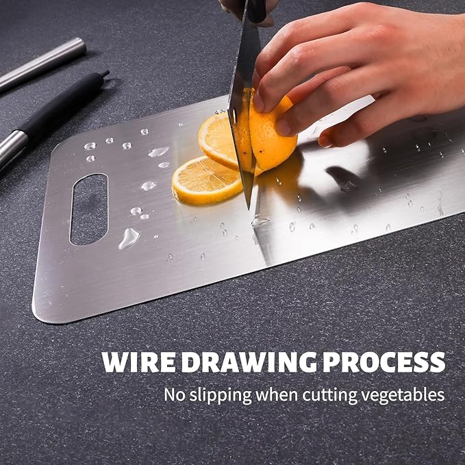 Titanium Cutting Board, New Upgrade Pure Titanium Cutting Boards for Kitchen,Food Grade 316 Stainless Steel Cutting Board，Double sided Dishwasher Safe 18.1 * 11.8inch