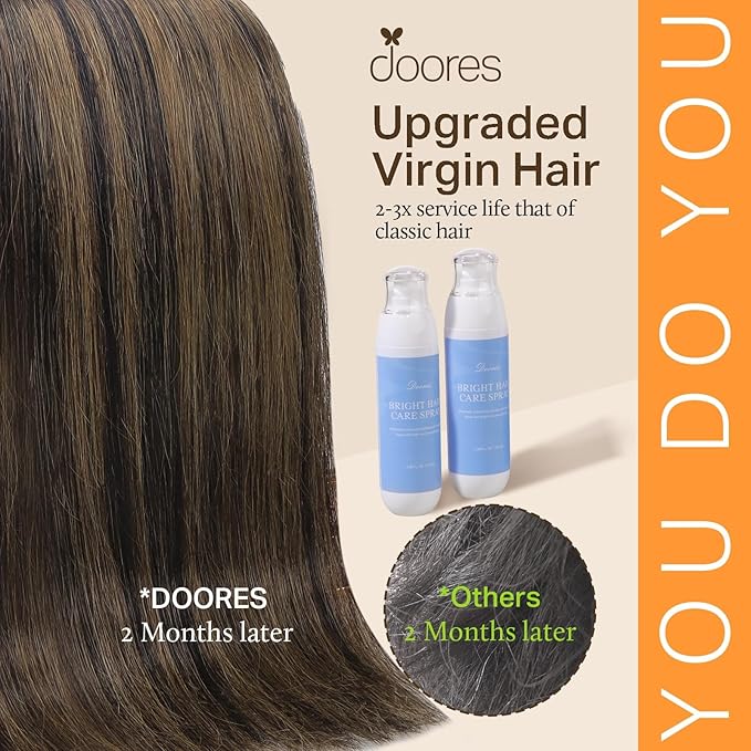 DOORES Hair Extensions Clip in Human Hair, Balayage Dark Brown to Chestnut Brown 16 Inch 7pcs 135g, Natural Remy Clip in Extensions Human Hair Straight