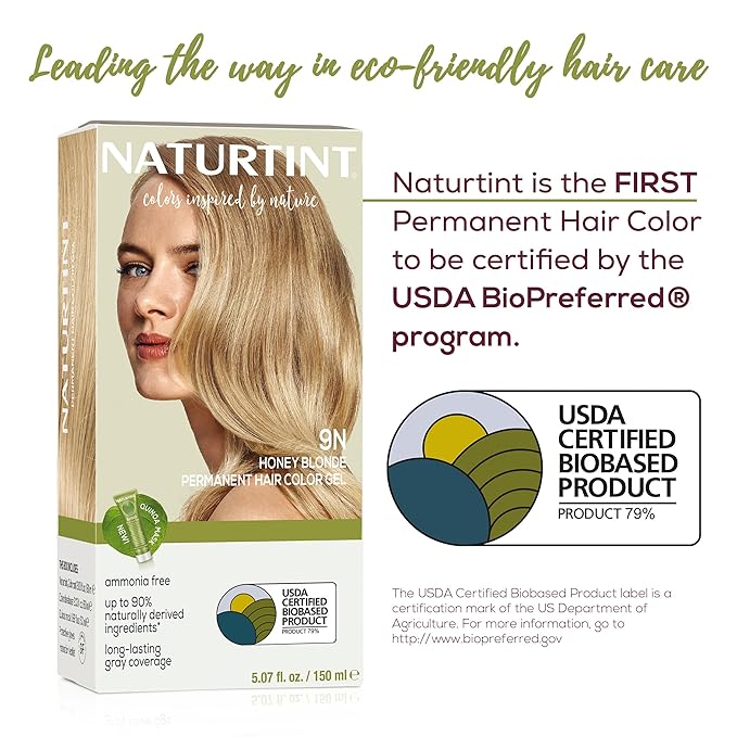 Naturtint 9N Honey Blonde Permanent Hair Color (Pack of 6), Ammonia Free, Vegan, Cruelty Free, up to 100% Gray Coverage, Long Lasting Results (Packaging may vary)