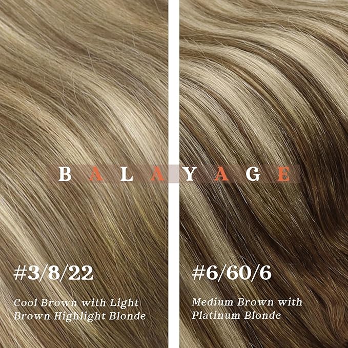 Ve Sunny Clip in Human Hair Extensions Balayage Clip in Hair Extensions Real Human Hair 24 Inch Long Straight Remy Hair Extensions Clip ins Dark Brown to Light Brown with Blonde 120g 7Pcs