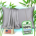 Pillow Cases - 100% Viscose Derived from Bamboo - Cooling Pillowcase - Standard Size, Gray, Set of 2 Zippered - for Hot Sleepers - Soft Pillow Covers - by Vegan Silk