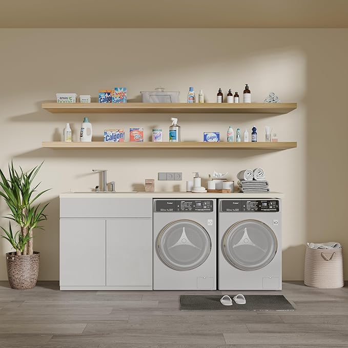 IAE Floating Wall Shelves 72 inch,Bathroom Shelves Wall Mounted,Invisible Shelves Floating Kitchen Shelves,Wooden Wall Shelves with Brackets for Living Room Wall Mounted,Easy Install,Set of 2,Natural