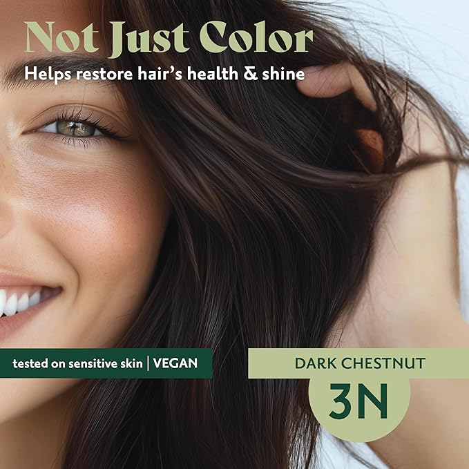 Herbatint Permanent Hair Dye - 3N Dark Chestnut - For Up To 100% Gray Coverage of Resistant Gray Hair - Ammonia-Free, Alcohol-Free & Vegan - Salon Influenced Hair color 5.75 fl oz (2 Pack)