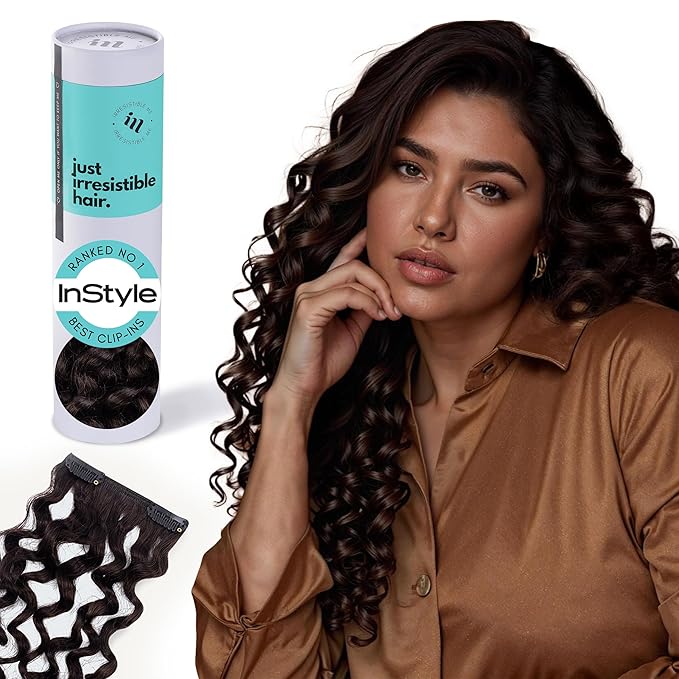 Irresistible Me 3A Curls Real Human Hair Extensions Clip Ins – 100% Human Hair Clip In Extensions for Length & Volume– Invisible Extension –Heat Resistant & Dyeable –Chocolate Brown, 14 Inches