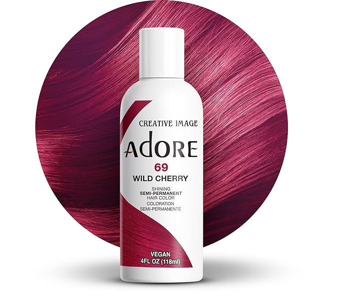 Adore Semi Permanent Hair Color (069 Wild Cherry) | Vegan & Cruelty-Free Red Hair Dye | No Ammonia, No Peroxide, No Alcohol | 4 Fl Oz (Pack of 1)