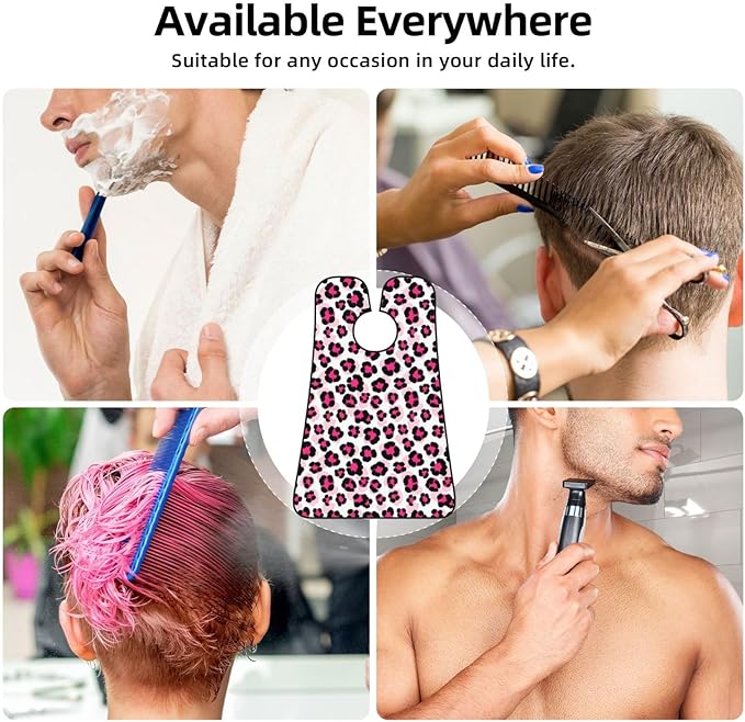 Non-Stick Beard Shaving Bib, Hair Catcher Apron with Suction Cups, Waterproof Grooming Tool for Men Husband, Pink Cheetah Animal Skin Leopard Print Shave Bib