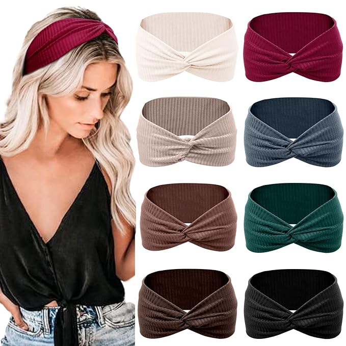 Tobeffect Headbands for Women Non Slip for Short Hair. Yoga Workout Running Sport Elastic Hair Bands for Women's Hair Twist Turban Hair Wrap for Girls
