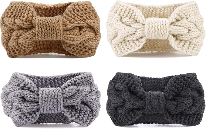 DRESHOW Knit Crochet Headband for Women Ear Warmer Soft Turban Stretch Warmer Headbands Winter Fashion Head Wrap