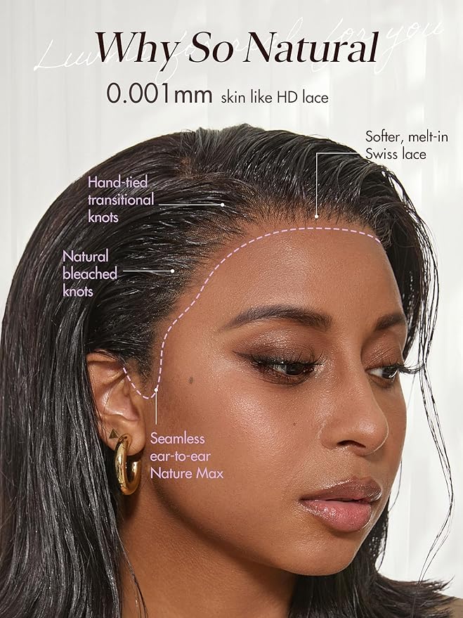 LUVME HAIR 13X4 Lace Wig NatureMAX™ PartingMax Lace 10 Inches Bob Wigs Lace Front Wigs Human Hair Pre Cut Plucked Flexi-Fit Drawstring Cap Lace Frontal Glueless 12 Inches Natural Black Color