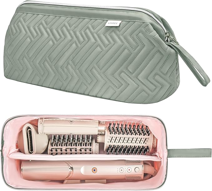 Leudes Hair Tools Travel Bag for Shark Flexstyle Carrying Case Portable Shark Hair Air Wrap Dryer Case Waterproof Dustproof Flat Curling Iron Travel Organizer (Sage Green)