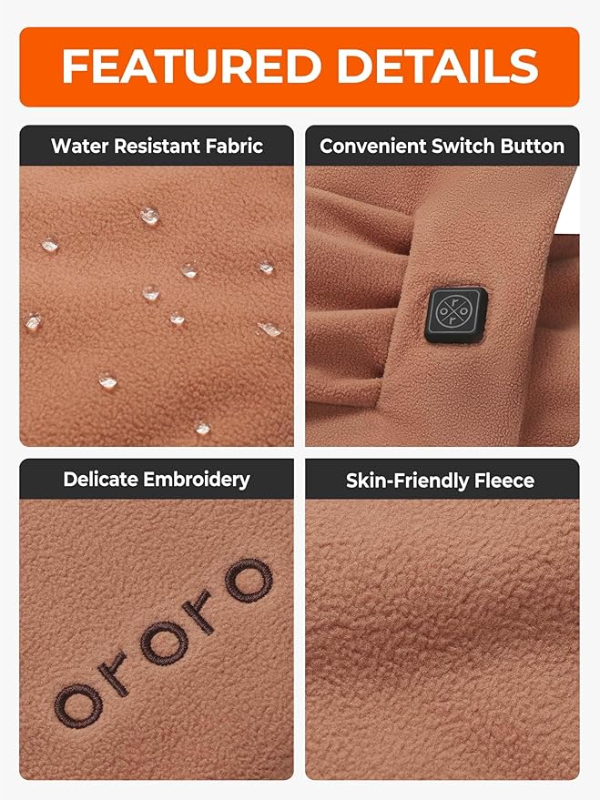 ORORO Heated Scarf, Up to 12 Hours of Warmth, Heated Neck Warmer with Rechargeable Battery