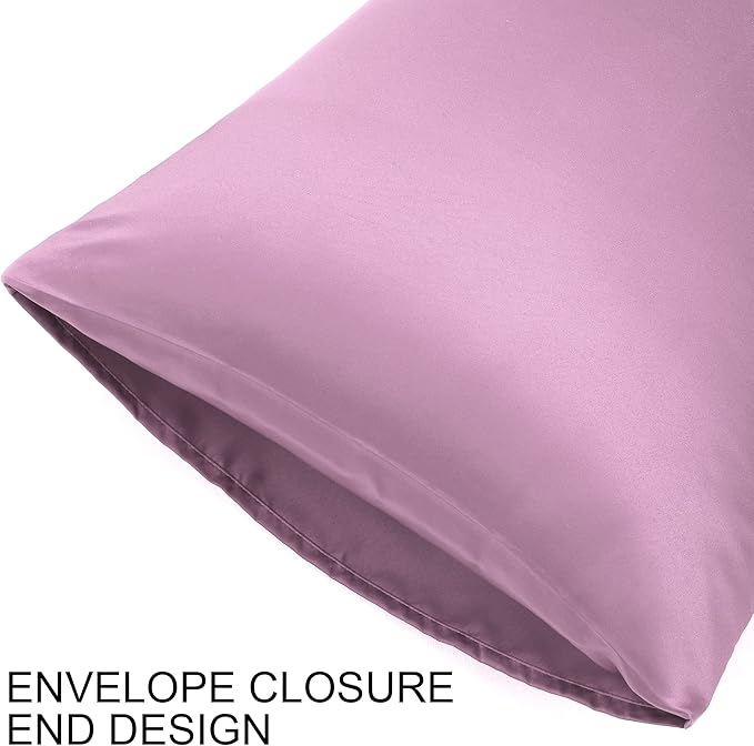 uxcell 2 Pack Silk Satin Pillowcase for Hair and Skin, Cool, Silky, Soft Breathable Pillow Cases Travel Size 14x20 Inch Sateen Pillowcase Mauve with Envelope Closure