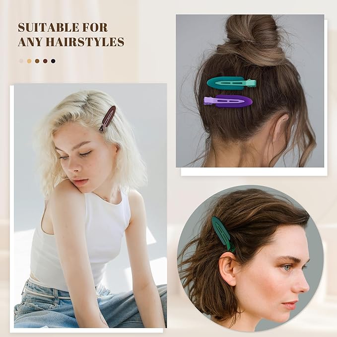 10 Pcs Creaseless No Crease No Bend Flat Hair Clips For Styling Non Slip Makeup Clips For Women Salon Hairstyle,Matte Brown Dark Blue Purple Green