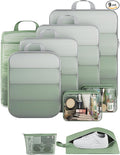 Veken 9/11 Set Compression Packing Cubes for Travel Essentials,Compressible Expandable Large Luggage Suitcase Organizer Bags for Clothing,Durable Space Saver Storage Bags(Matcha Green)