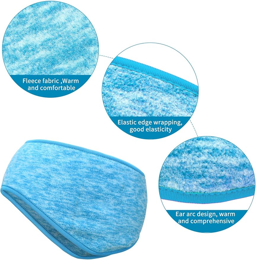 Blulu 3 Pcs Fleece Ear Warmers for Men Women Headband Cover Ear Muffs for Cold Weather Winter Running Cycling Ski