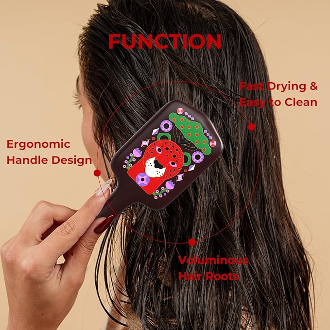 SIMETRA Wooden Paddle Hair Brush Unique Pattern Hair Brushes for Women Wet Brush Detangling Brush Guinean Ovangkol Hardwood Bristles for Scalp Massage for Men Kids for All Hair Types (Cheetah)