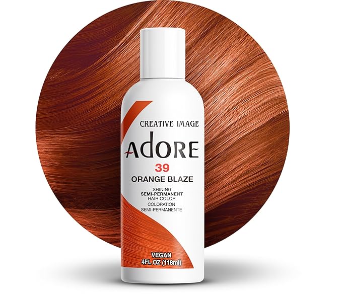 Adore Semi Permanent Hair Color (039 Orange Blaze) | Vegan & Cruelty-Free Orange Hair Dye | No Ammonia, No Peroxide, No Alcohol | 4 Fl Oz (Pack of 1)