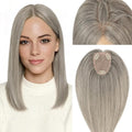 Rich Choices Human Hair Toppers for Women-100% Real Remy Hair Topper No Bang-Upgraded 150% Density 9 * 12CM Lace Base-Clip in Hairs Topper for Thinning Hairs-10Inch #G3 Salt and Pepper Grey