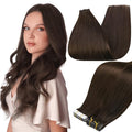Full Shine Tape ins Real Human Hair Extensions 16Inch Dark Brown Color Seamless Tape in Extensions Skin Weft Double Sided Tapes in Hair Extensions 20Pcs 50G Invisible Remy Hair Extensions Human Hair