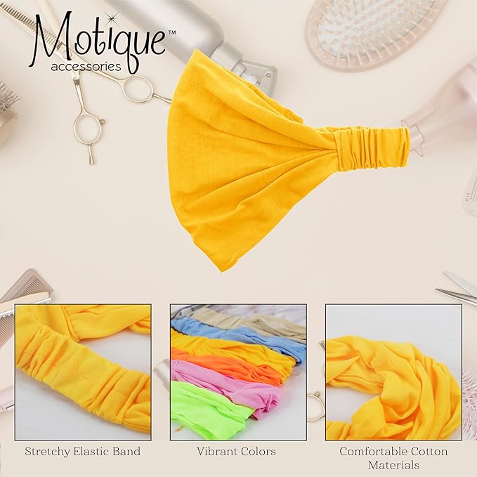 Marigold Wide Cotton Head Band Solid Boho Yoga Style Soft Hairband
