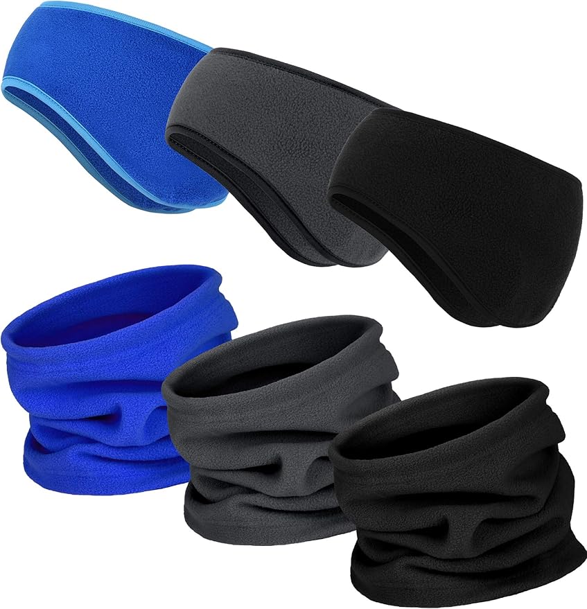BBTO 6 Pieces Fleece Ear Warmers Headband Winter Neck Gaiter