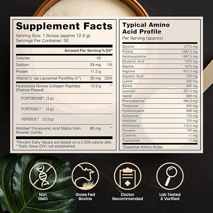 Pure Therapro Rx TriActive Collagen Plus, Collagen Powder for Hair, Skin, Nails, Bones & Joints, Hydrolyzed Collagen Powder w/Patented Peptides, Unflavored Multi Collagen Protein Powder, 30 Servings