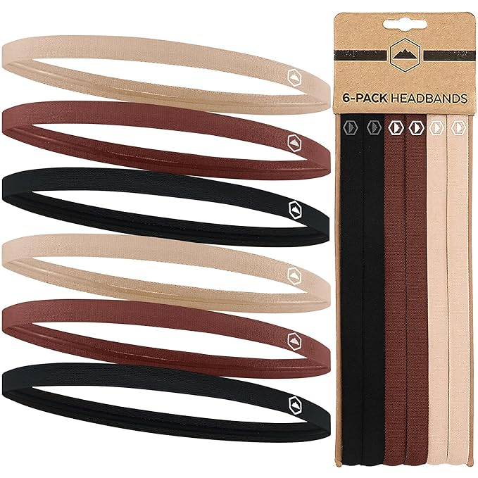 Tough Headwear Thin Elastic Headbands - Sports Headbands for Women & Men - Mens Workout Headband - Running or Soccer Headband