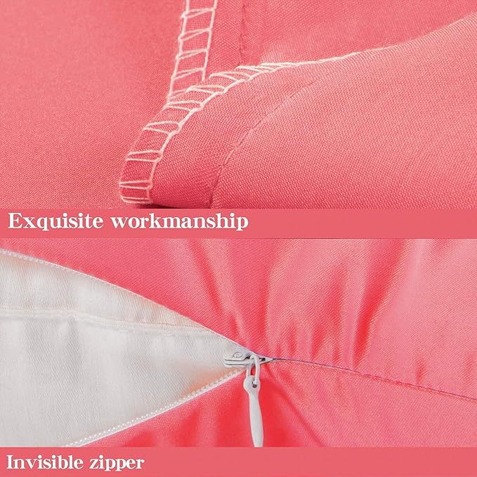 NTBAY Zippered Satin Body Pillow Pillowcase, Silky Slip Cooling Body Pillow Cover, Long Side Hidden Zipper, 20x54 Inches, Coral Pink