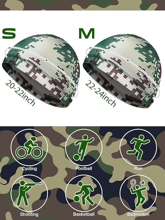 SATINIOR 6 Pcs Cooling Skull Cap Helmet Liner Sweat Wicking Cap Hard Hat Liner Bandana for Men Women Sports Cycling Running