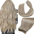 LaaVoo Human Hair Tape in Extensions Ash Blonde Tape in Hair Extensions Human Hair Highlights Blonde with Ash Blondes 00G 40pcs 14Inch