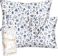 2 Pack Mulberry Silk Pillowcase for Hair and Skin - Standard Size 20 x 26 Inches with Hidden Zipper Blue Line Flower 19 Momme Soft Sleeping Silk Pillow Case for Women, Moms