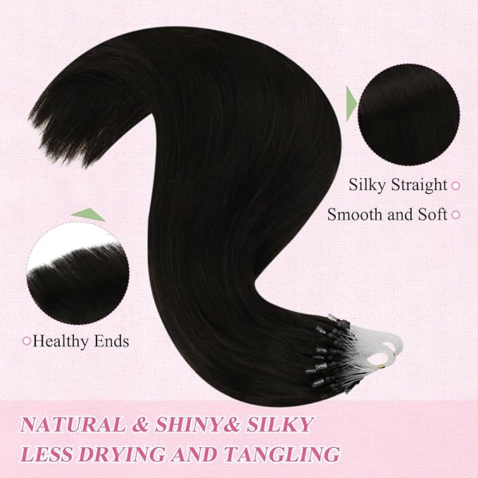 YoungSee Micro Link Hair Extensions Human Hair Dark Brown Microbead Hair Extensions Human Hair Brown Micro Bead Hair Extension Real Human Hair Dark Brown 16In Beaded Hair Extension 50s 50g Remy Hair