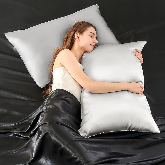 INFIIXSO Mulberry Silk Pillow Case King Size, Silk Pillowcase with Hidden Zipper 20"x36", Extraordinary Smooth and Soft Pillow Cases for Hair and Skin(Light Grey, 1 Pack)