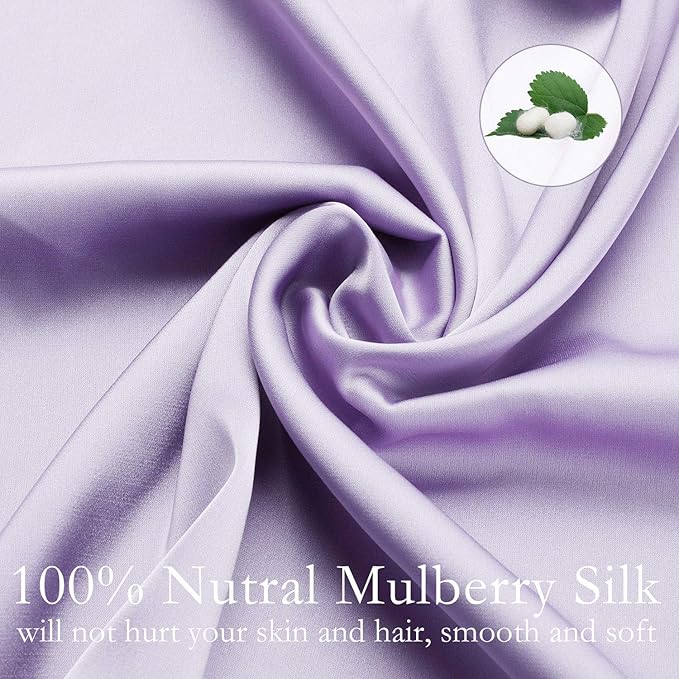Silk Pillowcase for Hair and Skin 2 Pack 100% Mulberry Silk Bed Pillowcase Hypoallergenic Soft Breathable Both Sides Silk Pillow Case with Hidden Zipper, Pillow Cases (Standard, Light Purple)