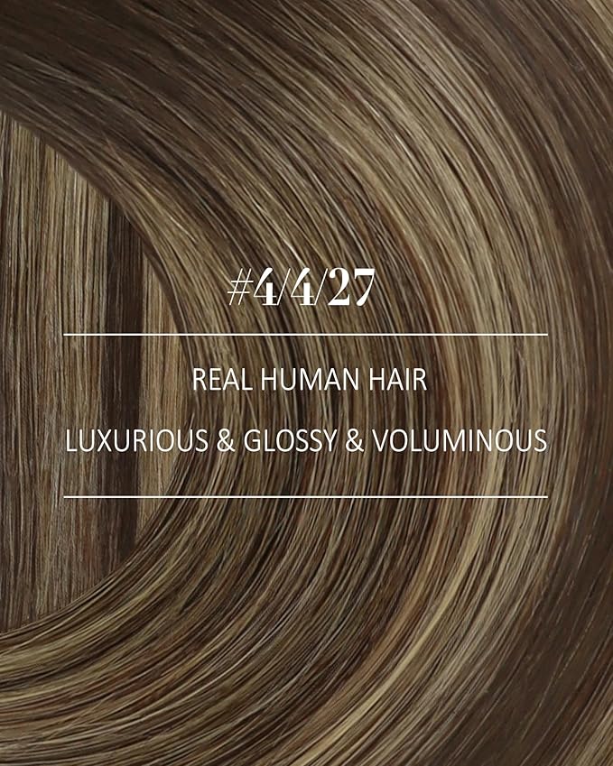 YoungSee 135g Clip in Human Hair Extensions Silky Straight Human Hair Clip in Extensions Balayage Chocolate Brown Mix Caramel Blonde Clip ins Real Hair Extension Brown Add Volume 16inch