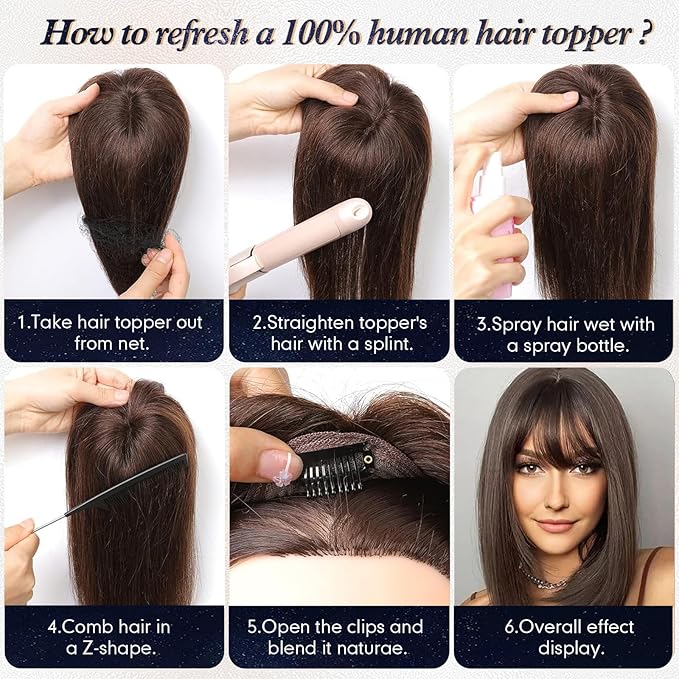 starluck Hair Toppers for Women Real Human Hair, 5"*5.5"Large Coverage Ombre Ash Blonde HairTopper No Bangs,100% Real Human Hair Toppers for Women with ThinningHair,Cover Gray Hair Roots