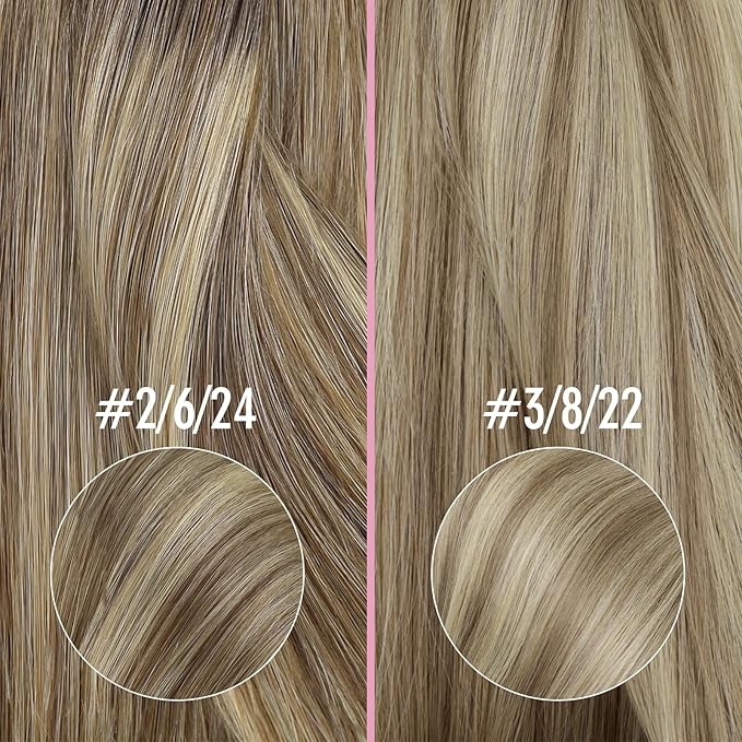 YoungSee Nano Beads Hair Extensions Human Hair Brown Ombre Blonde Nano Ring Hair Extensions 24inch Nano-tip Hair Extension Brown Balayage Blonde 50g for Weddings and Special Occasions