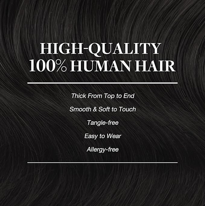 GOO GOO Clip in Hair Extensions Real Human Hair, Remy Human Hair Extensions Clip ins for Women, Natural Human Hair, 24inch 120g 7Pcs, 1B Natural black