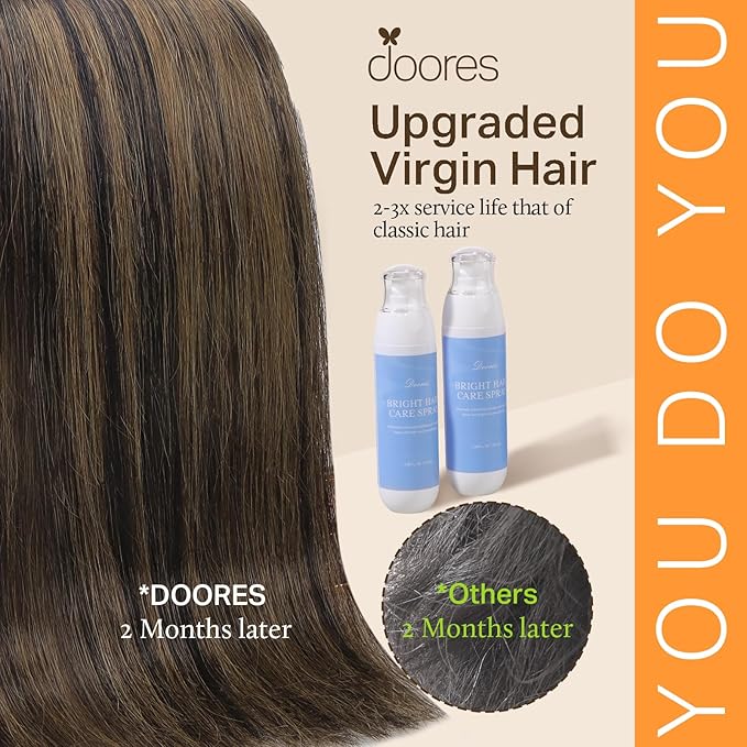 DOORES Remy Human Hair Extensions Clip in Balayage Dark Brown to Chestnut Brown Real Clip in Hair Extensions Straight 120g Thick Natural Hair Extensions 22 Inch 7pcs